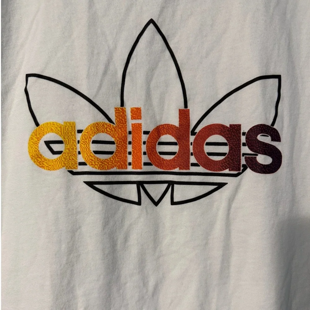 Adidas Originals‎ Trefoil Graphic T-Shirt Men's Small White Gradient Logo 0813